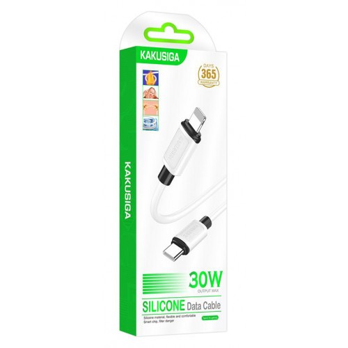 KAKUSIGA καλώδιο Lightning σε USB-C KSC-998, σιλικόνης, 30W, 480Mbps, 1m, λευκό