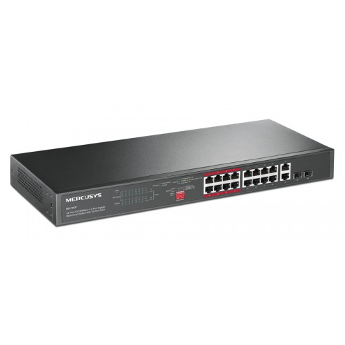 MERCUSYS rackmount switch MS118CP, 16x 10/100Mbps PoE+ & 2x Gigabit θύρες, UN/1.0