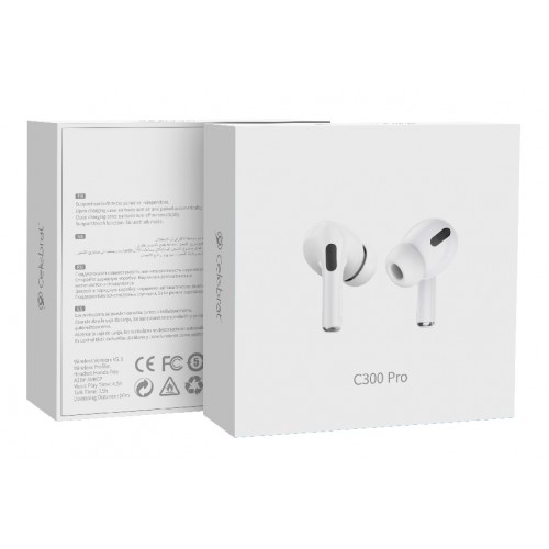CELEBRAT earphones με θήκη φόρτισης C300 Pro, True Wireless, 13mm, 30/300mAh, λευκά