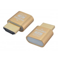 POWERTECH HDMI display emulator plug CAB-H192 με LED, 4K/60Hz, χρυσό