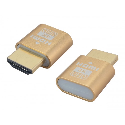POWERTECH HDMI display emulator plug CAB-H192 με LED, 4K/60Hz, χρυσό
