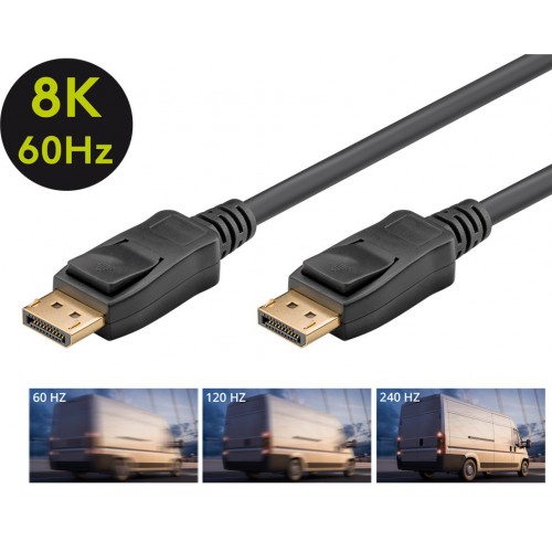 GOOBAY καλώδιο DisplayPort 74778, VESA Certified, 8K/60Hz, 32.4 Gbps, 2m, μαύρο
