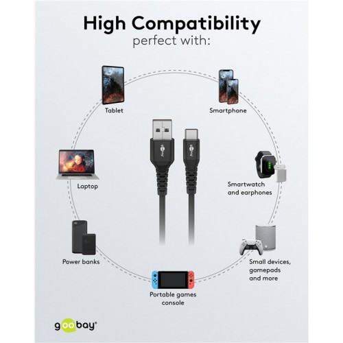 GOOBAY καλώδιο USB-C σε USB 74527, 60W, 480Mbps, 2m, μαύρο