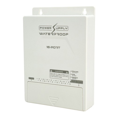 FOLKSAFE τροφοδοτικό συστημάτων CCTV FS-DC121608W, 16 εξόδων, 12V/8A, αδιάβροχο IP65
