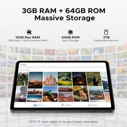 DOOGEE tablet Tab A9, 10.1", 3/64GB, Android 15, 6580mAh, μαύρο
