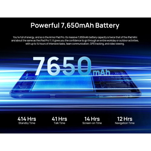 ULEFONE tablet Armor Pad Pro, 8", 8/128GB, 4G, 7650mAh, IP68/IP69K, μαύρο