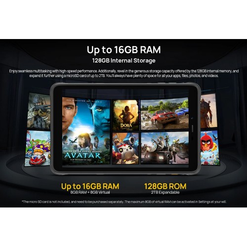 ULEFONE tablet Armor Pad Pro, 8", 8/128GB, 4G, 7650mAh, IP68/IP69K, μαύρο