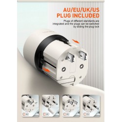 LDNIO φορτιστής τοίχου Q2319 με καλώδιο Lightning, EU/UK/US/AU βύσμα, USB/USB-C, 30W, γκρι