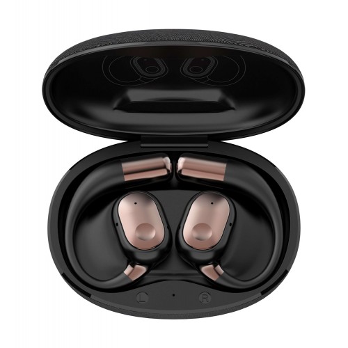 LDNIO earphones με θήκη φόρτισης T11, OWS, Φ15mm, 50/450mAh, μαύρα