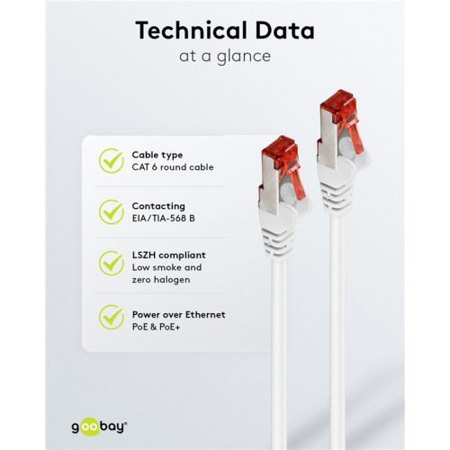 GOOBAY καλώδιο δικτύου 93511, CAT 6 S/FTP, copper, 250MHz, 7.5m, λευκό