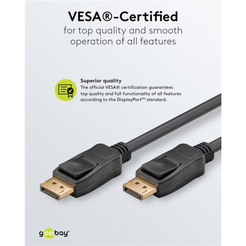 GOOBAY καλώδιο DisplayPort 74777, VESA Certified, 8K/60Hz, 32.4 Gbps, 1m, μαύρο