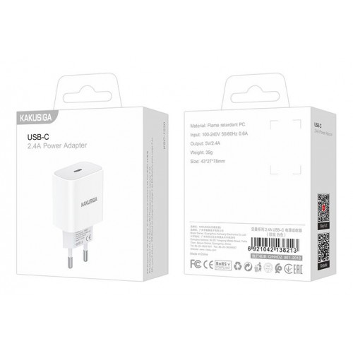 KAKUSIGA φορτιστής τοίχου KSC-1230, USB-C, 2.4A, λευκός