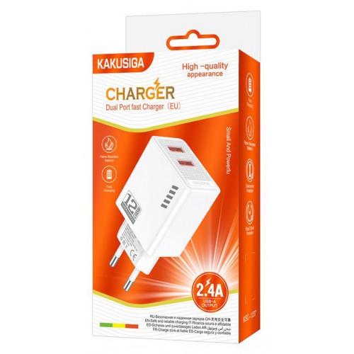 KAKUSIGA φορτιστής τοίχου KSC-1237, 2x USB, 12W, λευκός