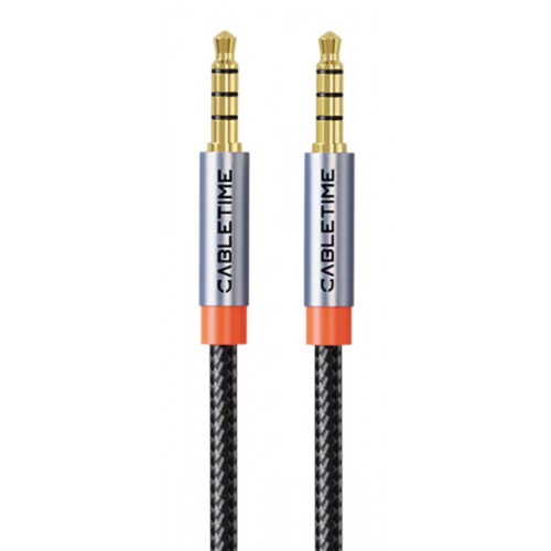 CABLETIME καλώδιο ήχου 3.5mm CT-AM35M, gold plated, 0.5m, μαύρο