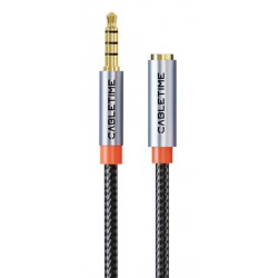 CABLETIME καλώδιο προέκτασης ήχου 3.5mm CT-AE35M, gold plated, 2m, μαύρο