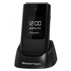 POWERTECH κινητό τηλέφωνο Sentry Dual II V2, 2 οθόνες, dual SIM, πλήκτρο SOS, μαύρο