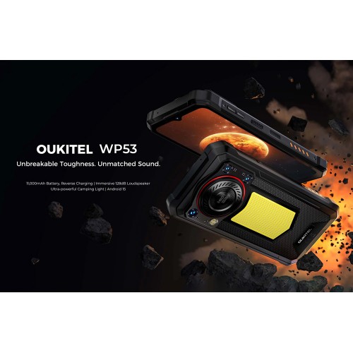 OUKITEL smartphone WP53 με ηχείο 3W, 6.52", 8/128GB, 11000mAh, IP68/IP69K/MIL-STD-810H, μαύρο