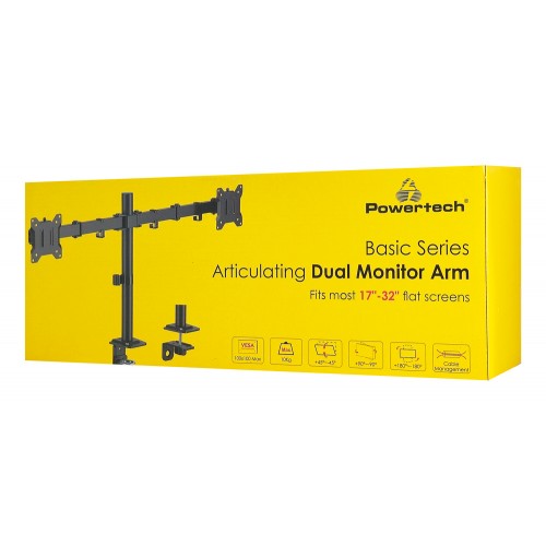 POWERTECH βάση γραφείου για 2x οθόνες PT-1552, 17-32", έως 10kg