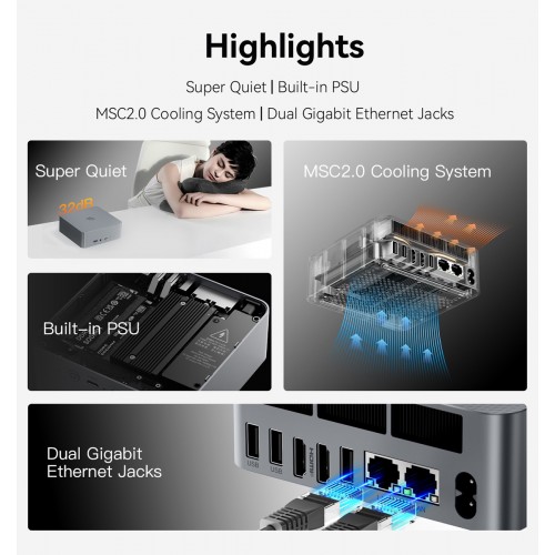 BEELINK mini PC EQR6, AMD Ryzen 5 6600H, 24GB, 500GB M.2, Windows 11 Pro