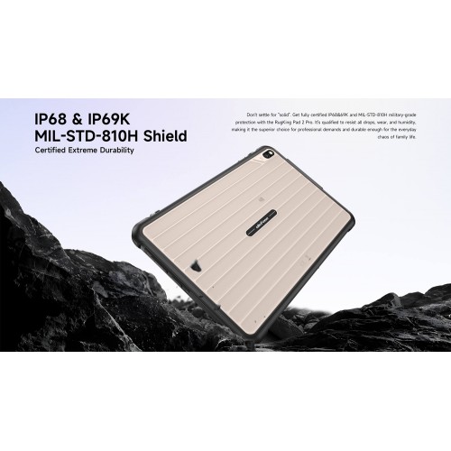ULEFONE tablet RugKing Pad 2 Pro, 10.1", 8/256GB, 10200mAh, IP68/IP69K/MIL-STD-810H, 4G, μαύρο