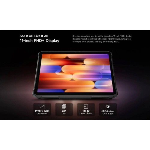 ULEFONE tablet Armor Pad 5 Pro, 11", 12GB/512GB, 24200mAh, IP68/IP69K/MIL-STD-810H, 5G, μαύρο