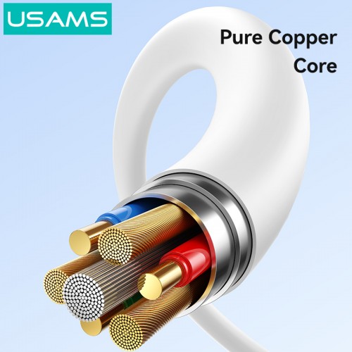 USAMS καλώδιο USB-C SJ763, 60W, 480Mbps, 1m, λευκό