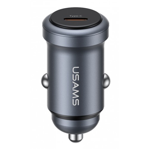 USAMS φορτιστής αυτοκινήτου CC321, USB-C, 30W, γκρι