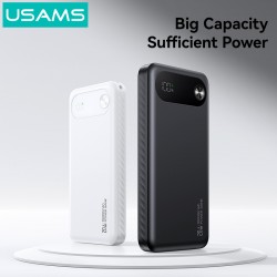 USAMS power bank CD249 με οθόνη, 3x θύρες εξόδου, 10000mAh, PD20W, μαύρο