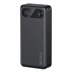USAMS power bank CD251 με οθόνη, 3x θύρες εξόδου, 20000mAh, PD20W, μαύρο