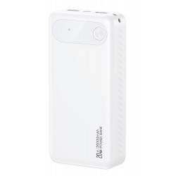 USAMS power bank CD251 με οθόνη, 3x θύρες εξόδου, 20000mAh, PD20W, λευκό