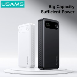 USAMS power bank CD251 με οθόνη, 3x θύρες εξόδου, 20000mAh, PD20W, λευκό