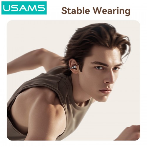 USAMS earphones με θήκη φόρτισης Echo R02, OWS, Φ11mm, 50/300mAh, μαύρα