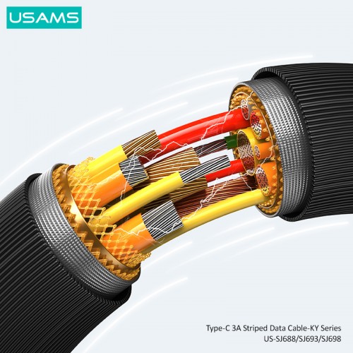 USAMS καλώδιο USB-C σε USB US-SJ693, 3A, 480Mbps, 2m, λευκό