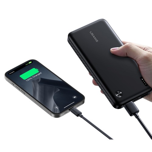 USAMS power bank CD253, 2x θύρες εξόδου, 10000mAh, 10W, μαύρο