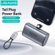 USAMS power bank CD252 με stand, 2x θύρες εξόδου, 10000mAh, 20W, γκρι