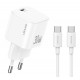 USAMS φορτιστής τοίχου CC262 με καλώδιο USB-C, 30W, GaN, λευκός