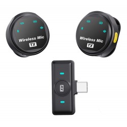 UPTECH ασύρματα μικρόφωνα UPWS-08 με θήκη φόρτισης, USB-C, 2.4GHz, μαύρο