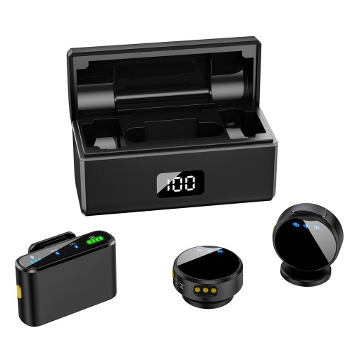 UPTECH ασύρματα μικρόφωνα UPW-M9MAX με θήκη φόρτισης, USB-C, 2.4GHz, μαύρο