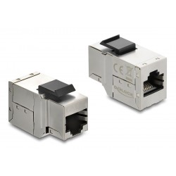 DELOCK Keystone module RJ45 90835, θηλυκό σε θηλυκό, Cat 6A STP, ασημί
