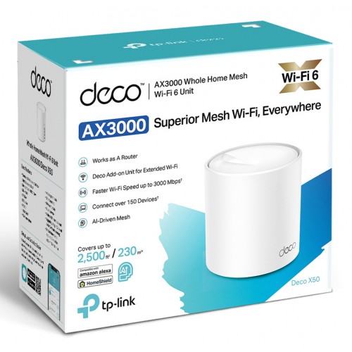TP-LINK Home Mesh WiFi 6 System Deco X50, 3000Mbps AX3000, V1.0