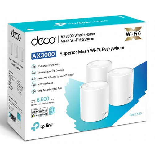 TP-LINK Home Mesh WiFi 6 System Deco X50, 3000Mbps AX3000, V1.0, 3τμχ
