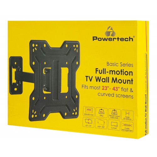 POWERTECH επιτοίχια βάση τηλεόρασης PT-1555, 23-43", έως 30kg, full motion