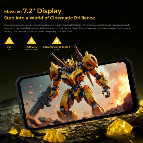 OUKITEL smartphone WP60, 7.2", 8/256GB, 5G, 10000mAh, IP68/IP69K/MIL-STD-810H, μαύρο