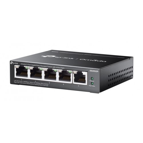 TP-LINK easy managed switch ES205GP, 5x Gigabit θύρες, PoE+, V1.0
