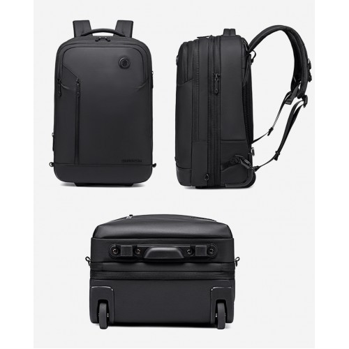 ARCTIC HUNTER τσάντα ταξιδίου LG00861 με θήκη laptop 15.6", τροχήλατη, 42L/54L, μαύρη