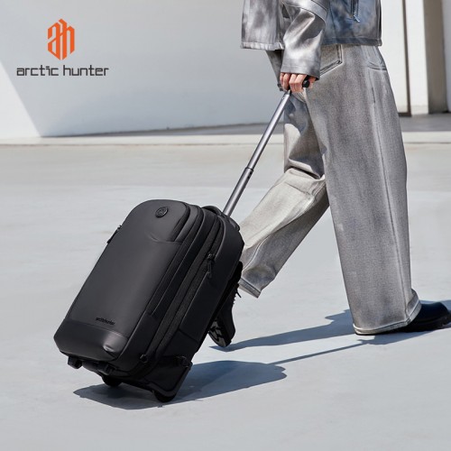 ARCTIC HUNTER τσάντα ταξιδίου LG00861 με θήκη laptop 15.6", τροχήλατη, 42L/54L, μαύρη