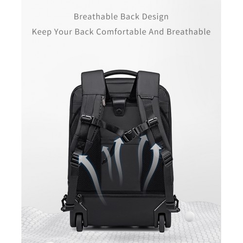 ARCTIC HUNTER τσάντα ταξιδίου LG00861 με θήκη laptop 15.6", τροχήλατη, 42L/54L, μαύρη