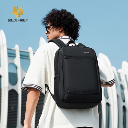 GOLDEN WOLF τσάντα πλάτης GB00705 με θήκη laptop 15.6", 17L, μαύρη