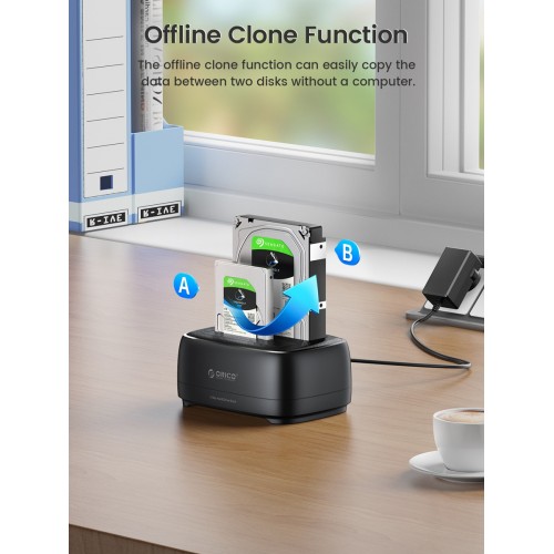 ORICO docking station για 2.5" ή 3.5" SATA HDD/SSD DD28U3-C, 2 θέσεων, 5Gbps, clone function, μαύρο
