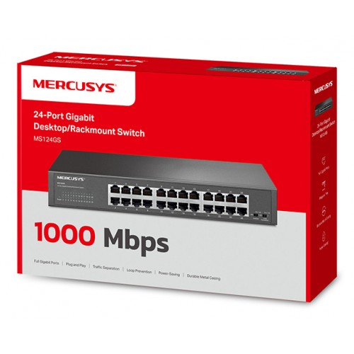 MERCUSYS desktop/rackmount switch MS124GS, 24x Gigabit θύρες, V1.0